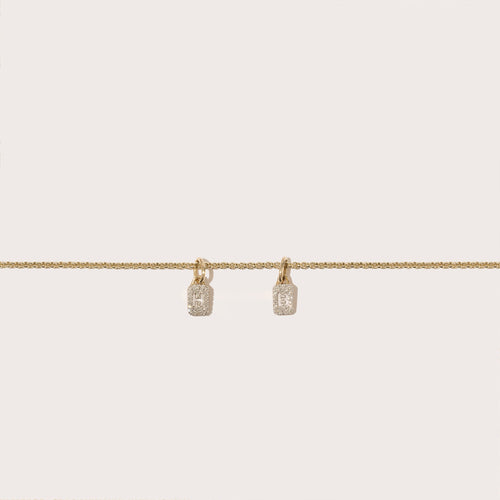 Tiny Diamond Initial Tag Pendant