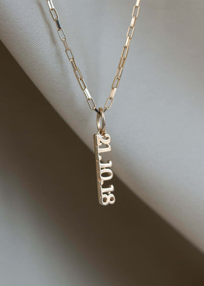 Solid Gold Date Pendant (Made To Order)
