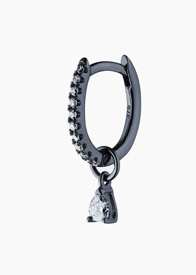 BLACK RHODIUM DIAMOND PEAR DROP HOOP