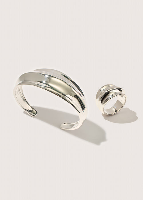 Wave Cuff Bracelet and Ring Set