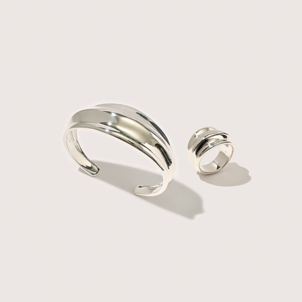 Wave Cuff Bracelet and Ring Set
