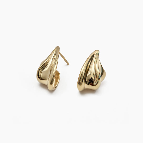 Wave gold earrings