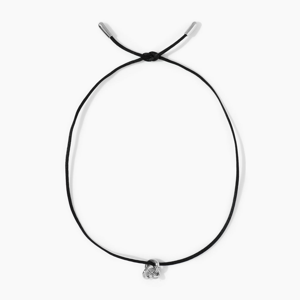 Black Satin Silk Cord Necklace Silver/Gold Clasp 16