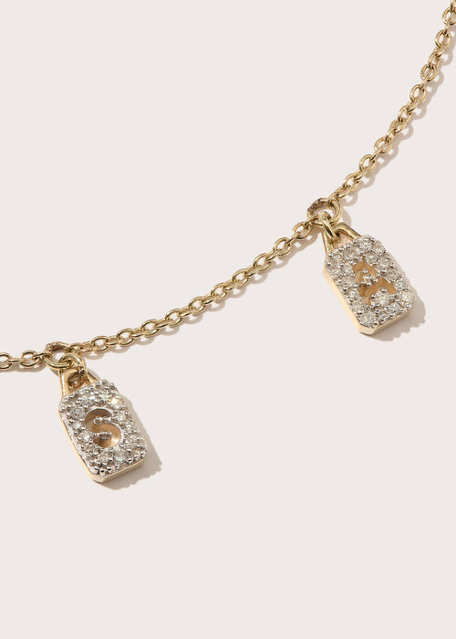 Personalised Tiny Diamond Tag Necklace