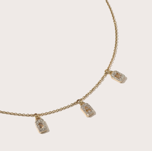 Personalised Tiny Diamond Tag Necklace (Made To Order)