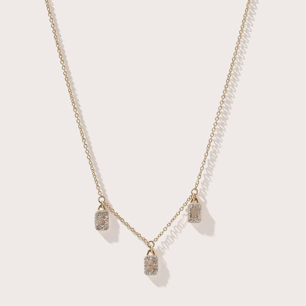 Personalised Tiny Diamond Tag Necklace