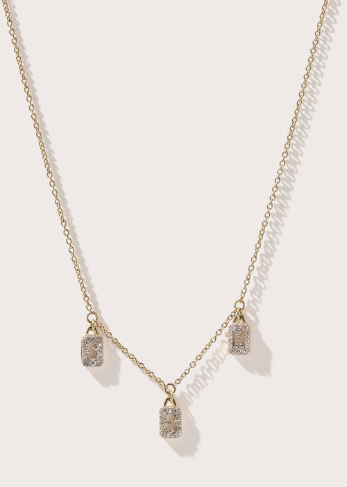 Personalised Tiny Diamond Tag Necklace