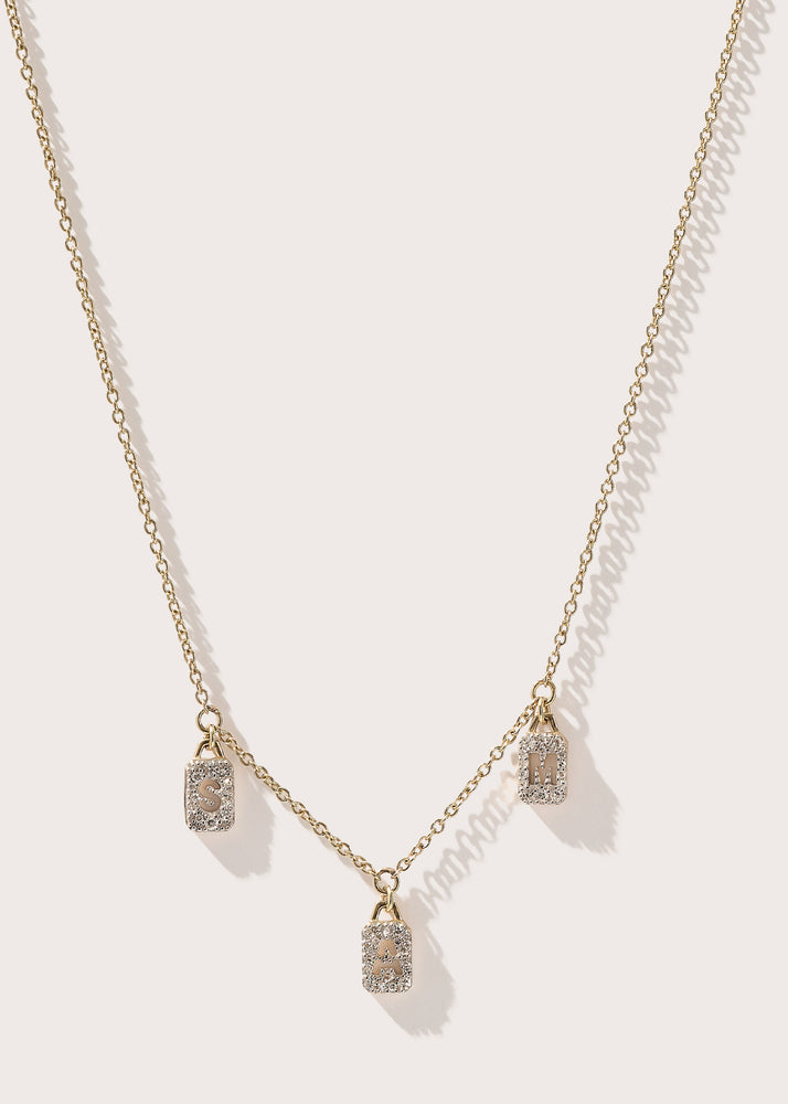 Personalised Tiny Diamond Tag Necklace (Made To Order)