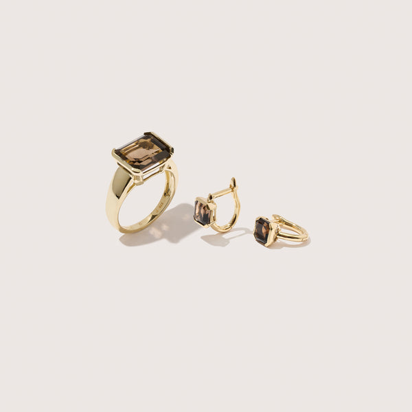 14kt Smokey Quartz Domino Set