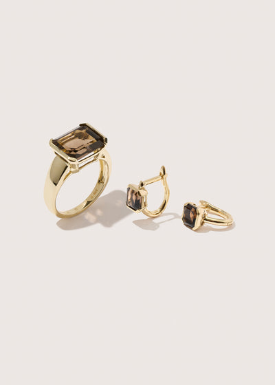 14kt Smokey Quartz Domino Set