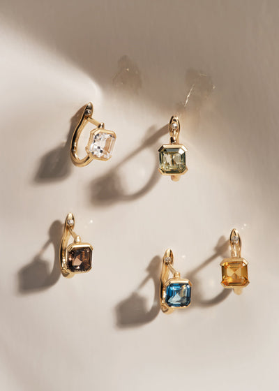 14kt Smokey Quartz Domino Set