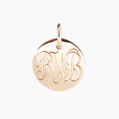 Hand Engraved Monogram on Disk Necklace