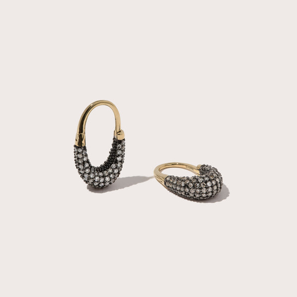 9kt Midnight Diamond Rhodium Roscida Drop Hoops