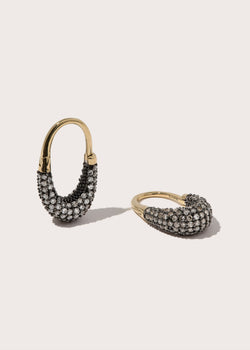 9kt Midnight Diamond Rhodium Roscida Drop Hoops