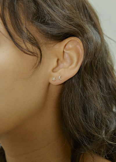 Diamond Star & Moon Stud Set