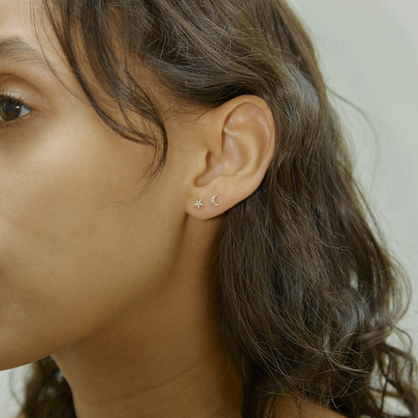 Diamond Star & Moon Stud Earring Set | Otiumberg