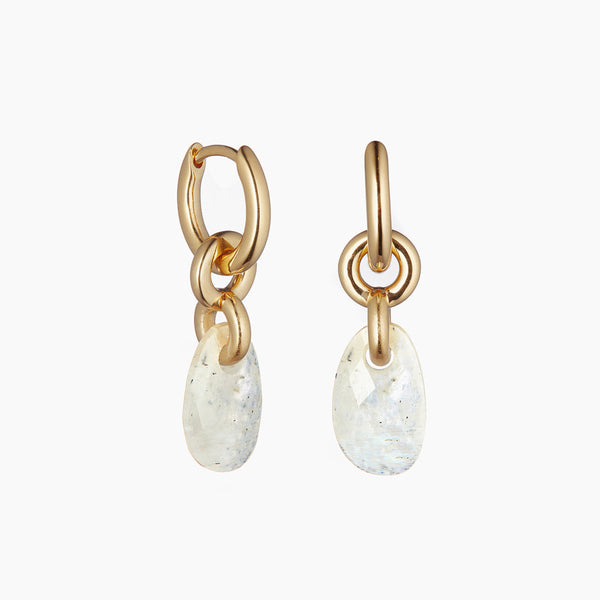 Moonstone lapillus gold earrings