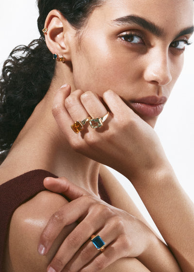 14kt Blue Topaz Domino Set