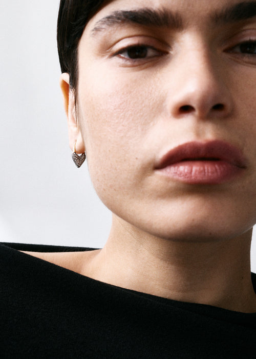 Midnight Diamond Roscida Heart Earrings