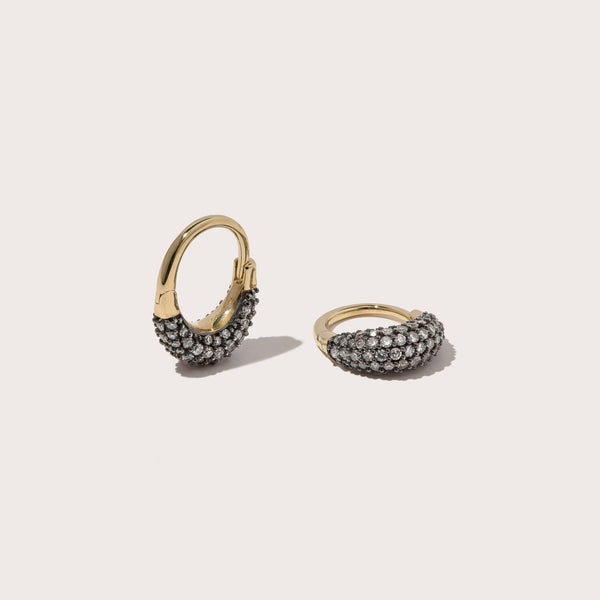 9kt Small Midnight Diamond Rhodium Roscida Drop Hoops