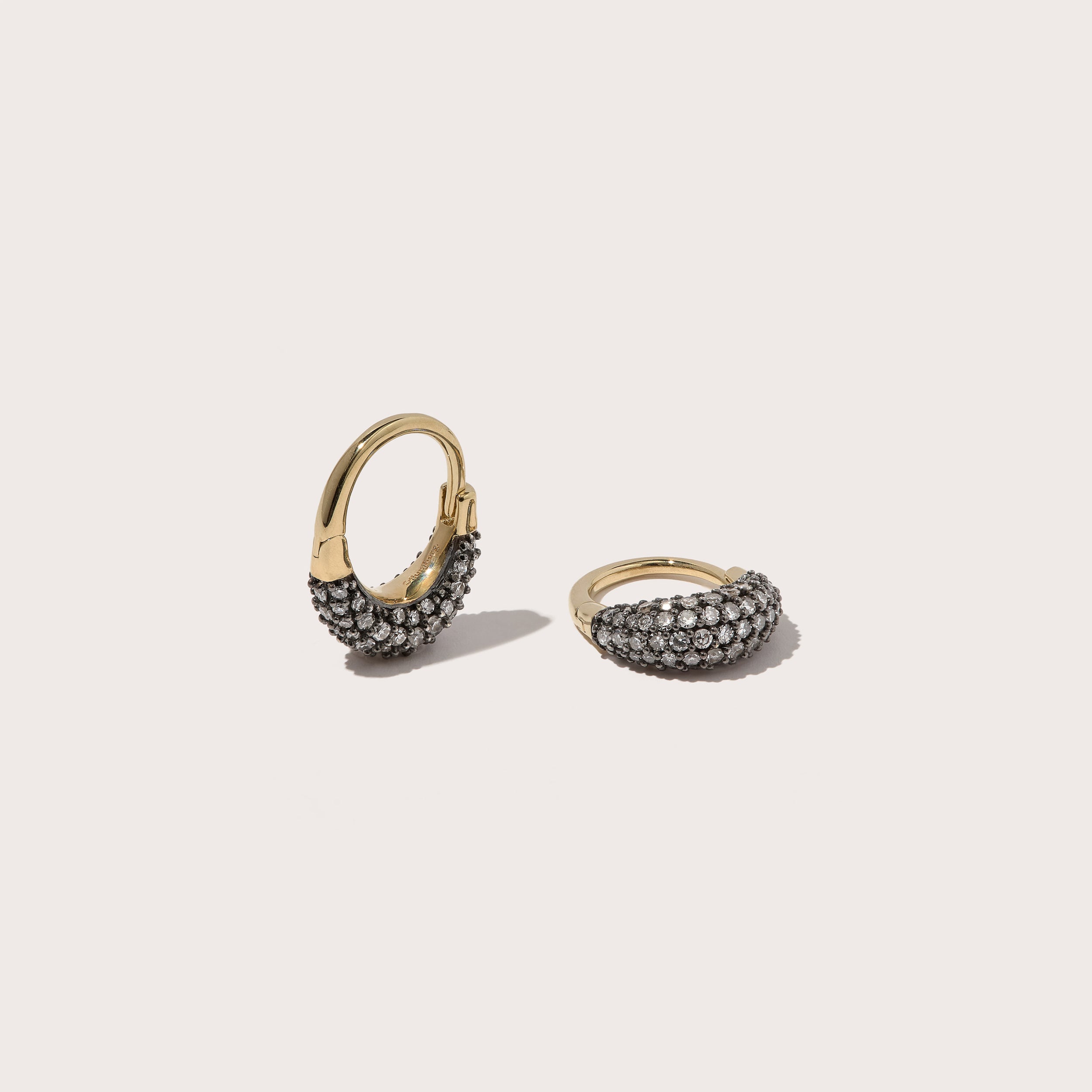 9kt Small Midnight Diamond Rhodium Roscida Drop Hoops