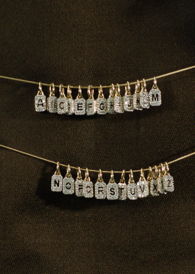 Tiny Diamond Initial Tag Pendant