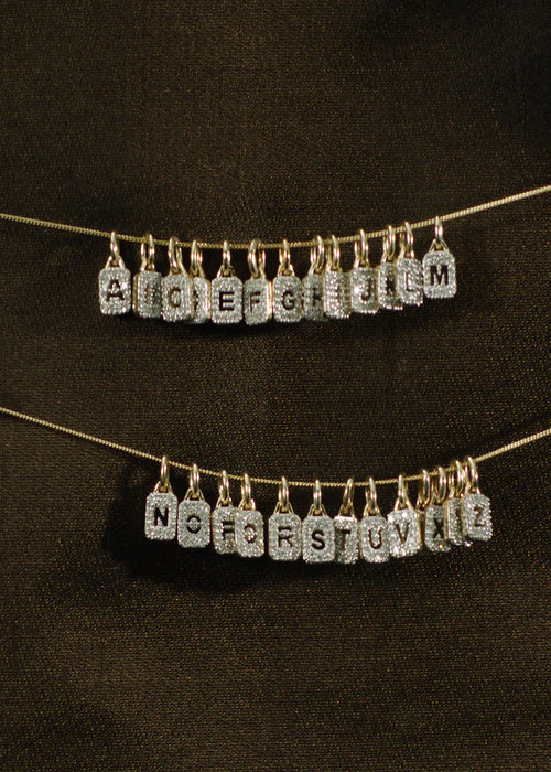 Tiny Diamond Initial Tag Pendant