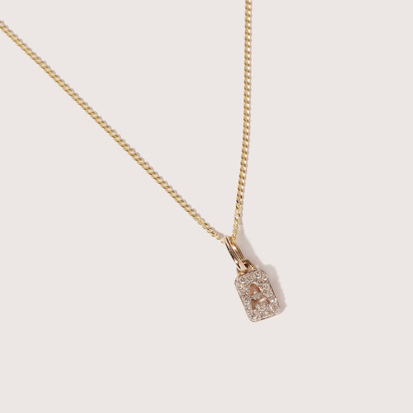 Tiny Diamond Initial Tag Pendant