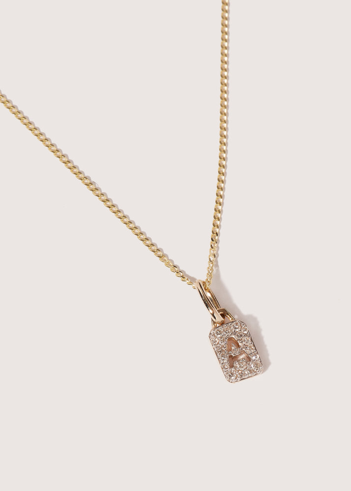 Tiny Diamond Initial Tag Pendant