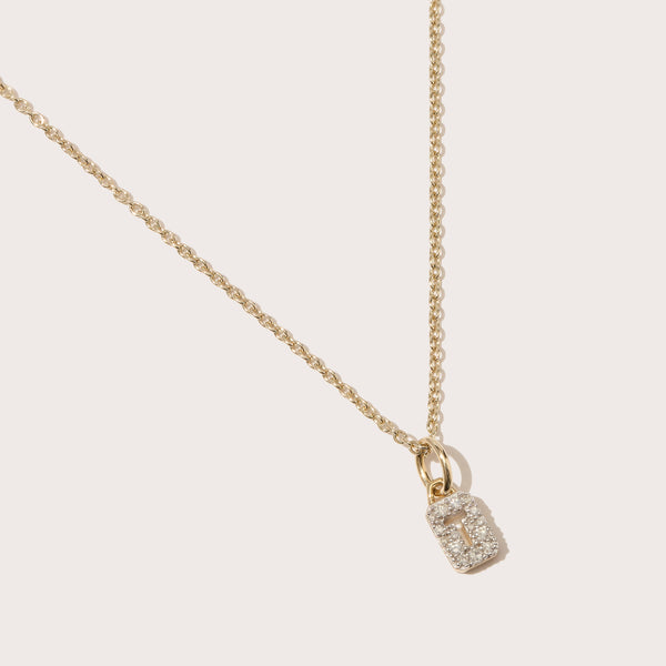 Tiny Diamond Initial Tag Pendant
