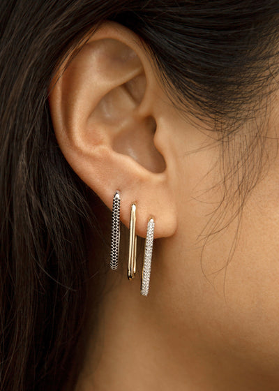 Paperclip Large Black Onyx Earring