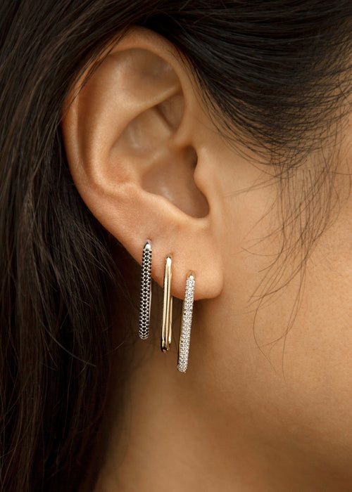 Paperclip Large Black Onyx Earring