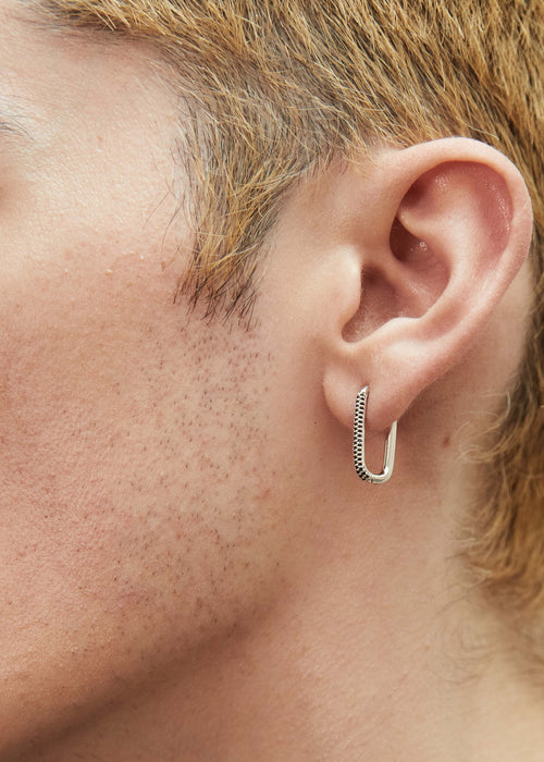 Men's Paperclip Medium Black Onyx Earring