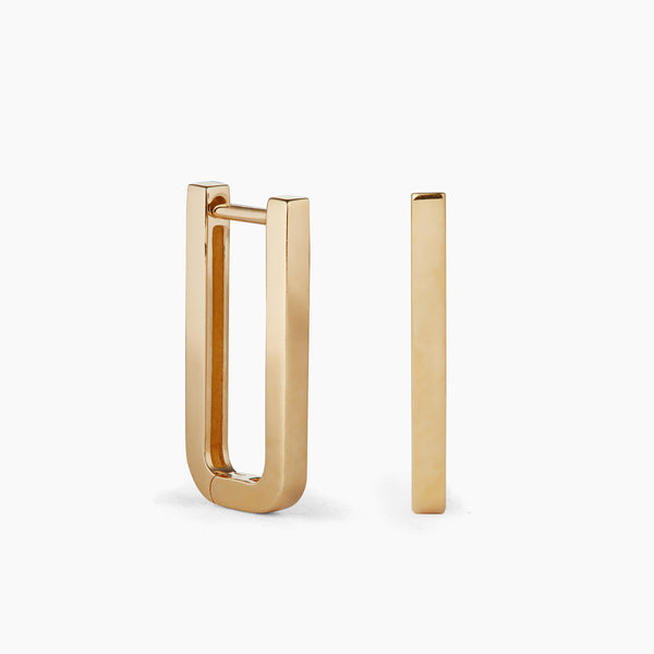 Solid Gold Rectangle Hoops