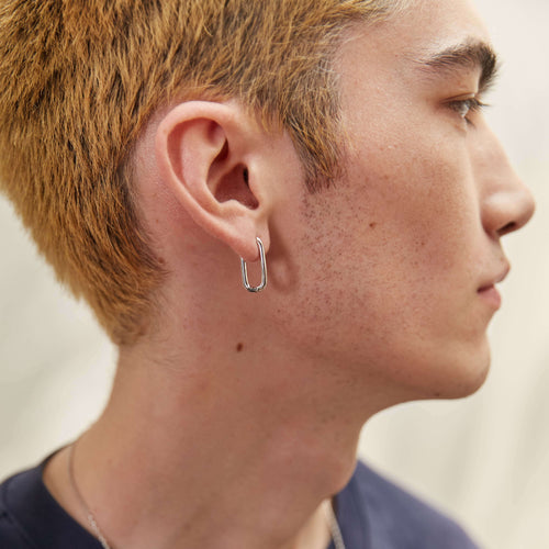 Men's silver earring