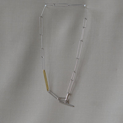 Mixed Metal Paperclip Necklace & Bracelet Set
