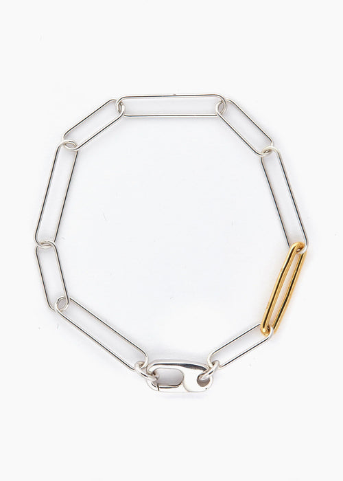Mixed Metal Paperclip Necklace & Bracelet Set