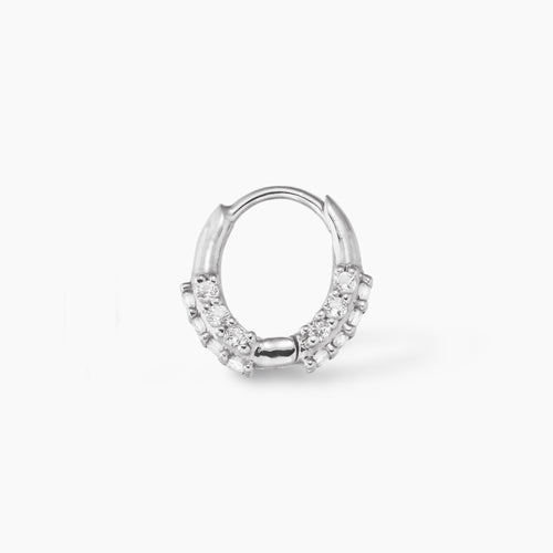 Oval Huggie with White Topaz