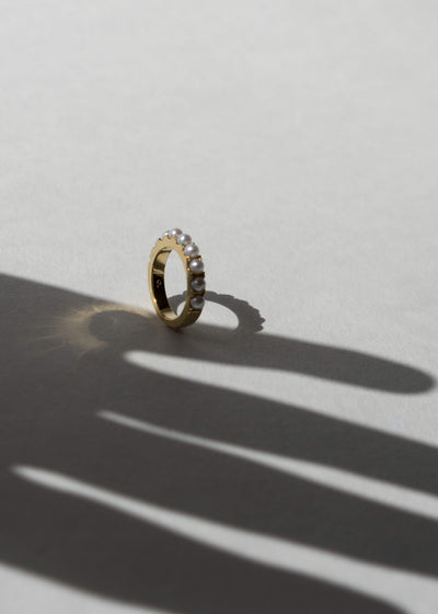 Pearl Half Eternity Ring