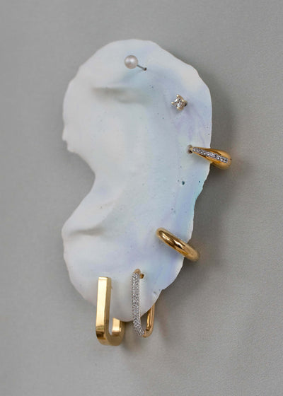 Paperclip Medium White Topaz Earring