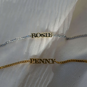 Personalised Name Bracelet (9k Yellow Gold and Sterling Silver)