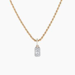 Rope Chain and Tiny Diamond Initial Tag Pendant